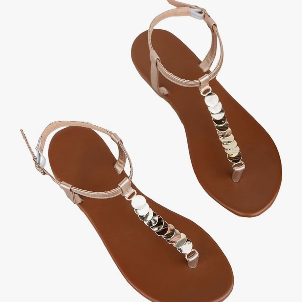 Chic Tan Sandals with Metallic Details